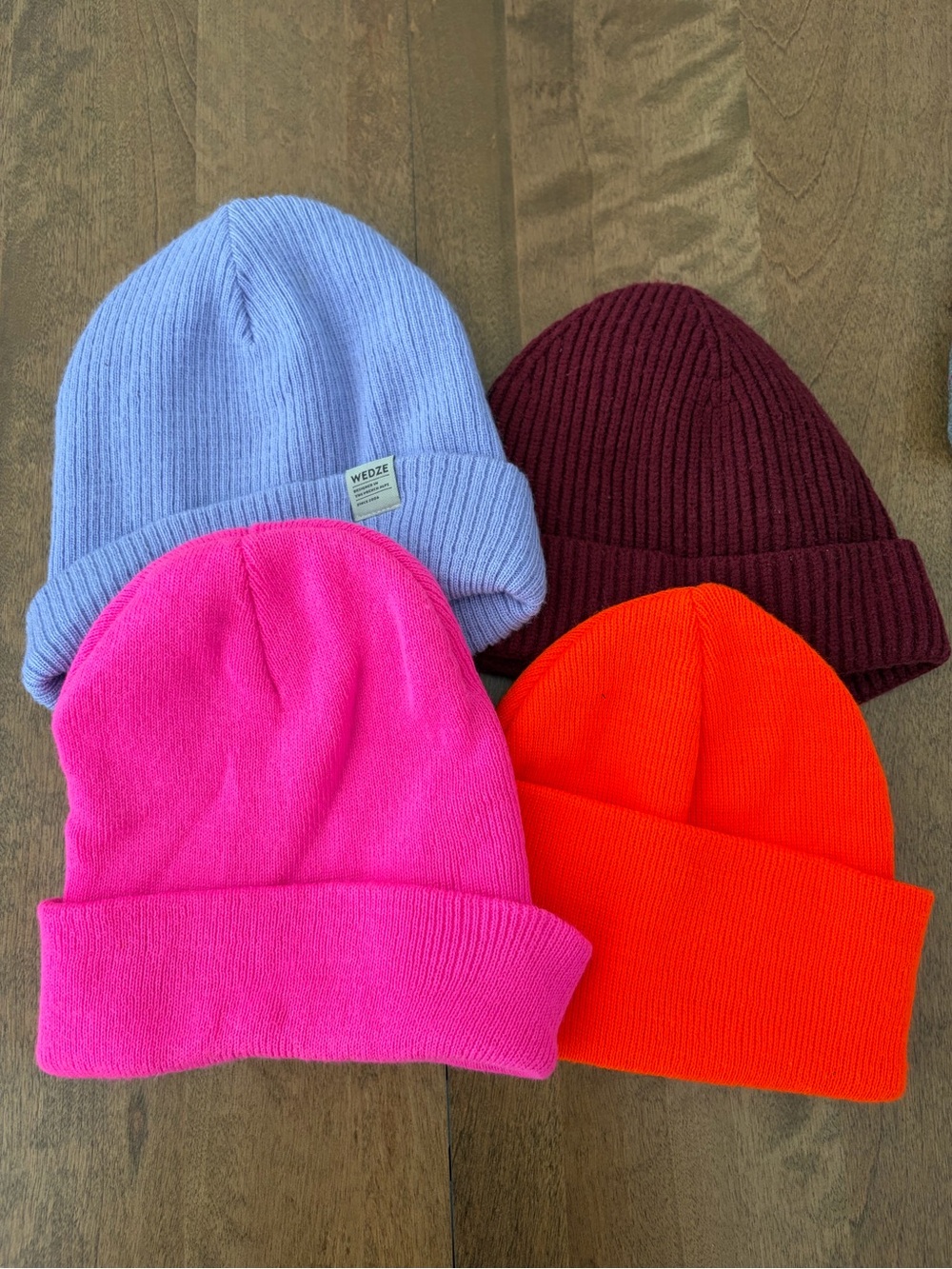 Woman Beanie Hats - Pink, Light Blue, Burgundy, Orange - Pack of 4